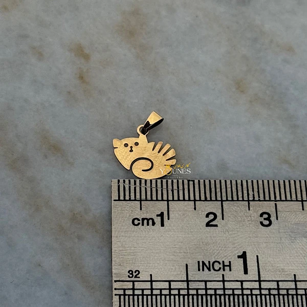 تصویر دوم آویز گربه پیشی طلا لیزری